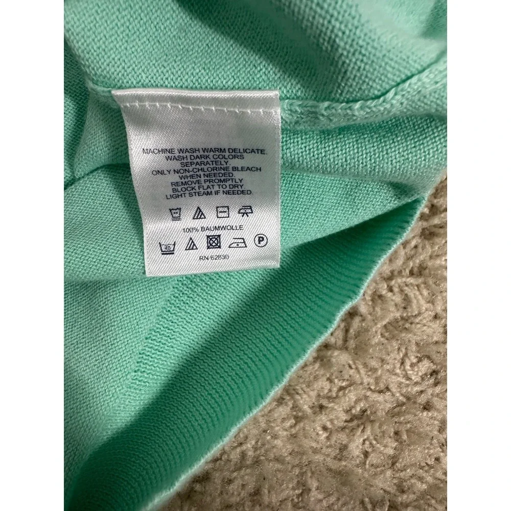 Lands End Supima Cotton Mint Green 3/4 Sleeve Crewneck Sweater Women's 2X Resort